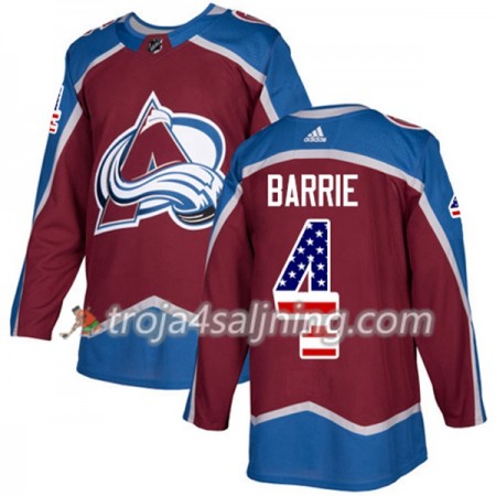 Colorado Avalanche tröja Tyson Barrie 4 Adidas 2017-2018 Burgundy Röd USA Flag Fashion Authentic - NHL Tröjor Herr